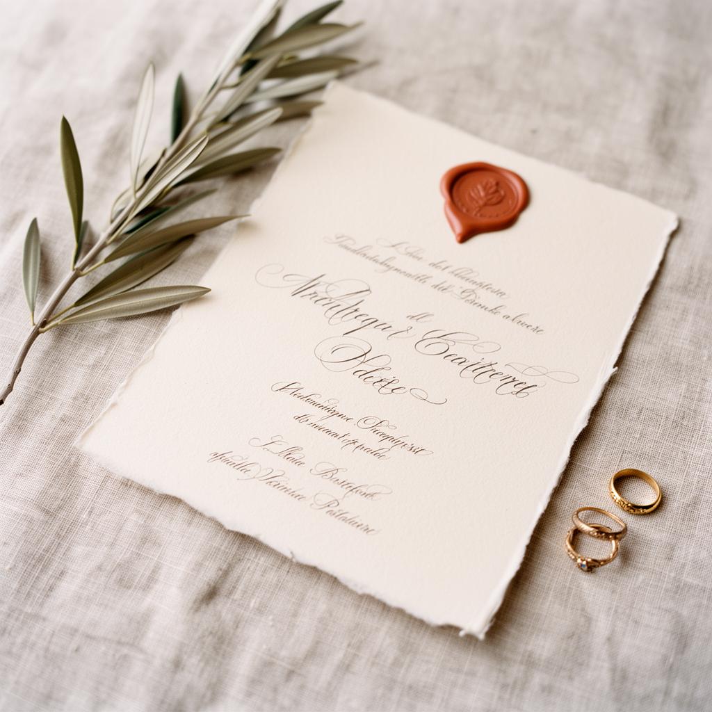 Wedding stationery flatlay